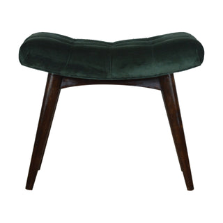 Velvet Curved Bench, Emerald Green