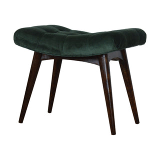 Velvet Curved Bench, Emerald Green