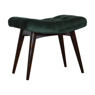 Velvet Curved Bench, Emerald Green