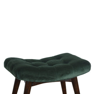 Velvet Curved Bench, Emerald Green