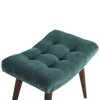 Velvet Curved Bench, Emerald Green