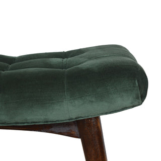 Velvet Curved Bench, Emerald Green