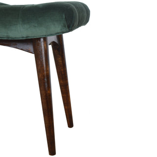 Velvet Curved Bench, Emerald Green