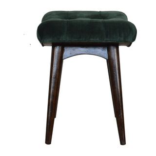 Velvet Curved Bench, Emerald Green