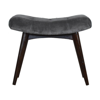 Velvet Curved Bench, Grey