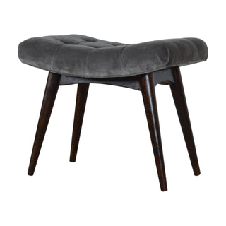 Velvet Curved Bench, Grey