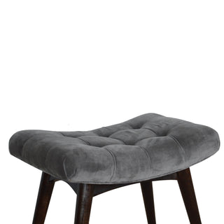 Velvet Curved Bench, Grey