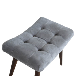 Velvet Curved Bench, Grey
