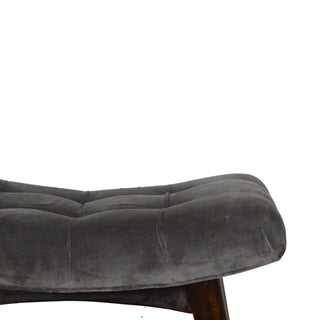 Velvet Curved Bench, Grey