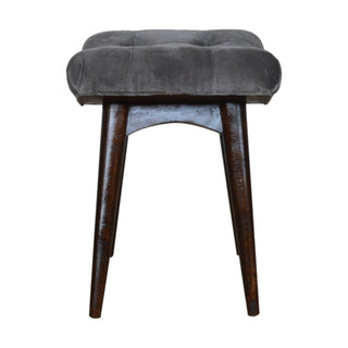Velvet Curved Bench, Grey
