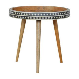 Bone Inlay End Table, Mango Wood