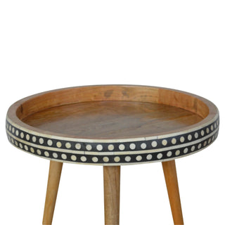 Bone Inlay End Table, Mango Wood