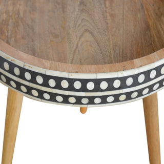 Bone Inlay End Table, Mango Wood