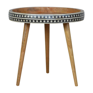Bone Inlay End Table, Mango Wood