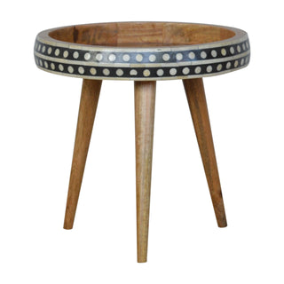 Narrow Bone Inlay End Table, Mango Wood