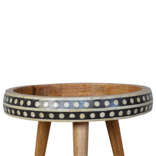 Narrow Bone Inlay End Table, Mango Wood