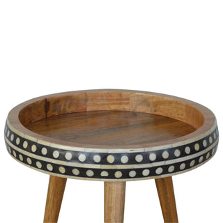 Narrow Bone Inlay End Table, Mango Wood