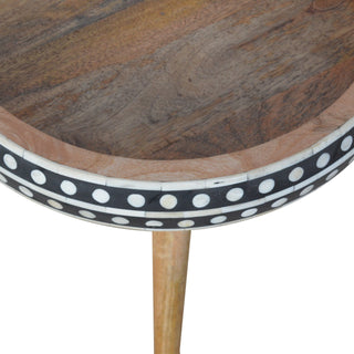 Narrow Bone Inlay End Table, Mango Wood