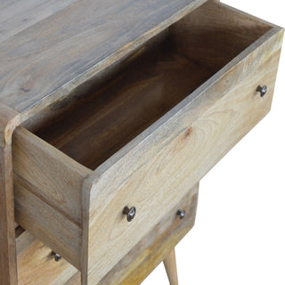 Curved 3-Drawer Mango Wood Chest - Oak Finish