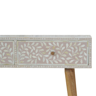 Mango Wood & Floral Bone Inlay Console Table