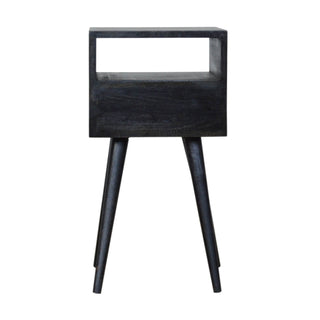 Narrow Bedside Table with 2 Drawers, Ash Black Finish