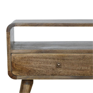 Mango Wood TV Stand with 1 Shelf and 2 Drawers, Grey Wash Finish