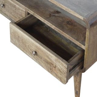 Mango Wood TV Stand with 1 Shelf and 2 Drawers, Grey Wash Finish