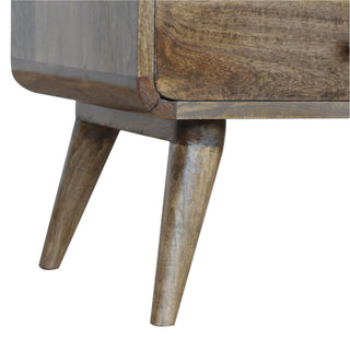 Mango Wood TV Stand with 1 Shelf and 2 Drawers, Grey Wash Finish