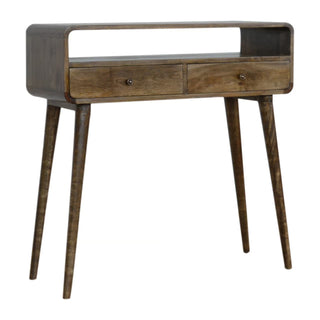 1-Shelf, 2-Drawer Mango Wood Console Table in Grey Wash Finish