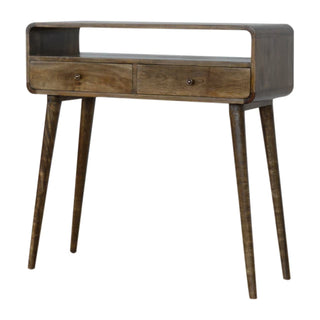 1-Shelf, 2-Drawer Mango Wood Console Table in Grey Wash Finish