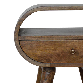 Circular 1 Drawer Bedside Table, Grey Wash Finish