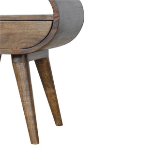 Circular 1 Drawer Bedside Table, Grey Wash Finish