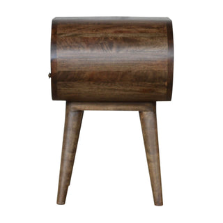 Circular 1 Drawer Bedside Table, Grey Wash Finish