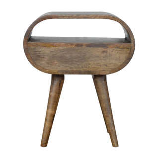 Circular 1 Drawer Bedside Table, Grey Wash Finish