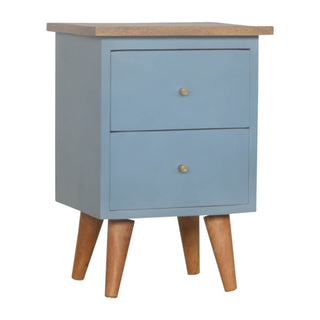 Hand Painted 2 Drawer Bedside Table, Blue