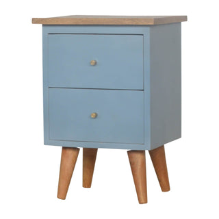 Hand Painted 2 Drawer Bedside Table, Blue