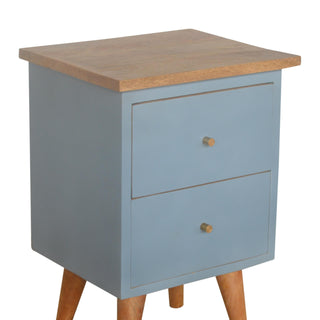Hand Painted 2 Drawer Bedside Table, Blue