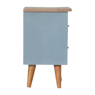 Hand Painted 2 Drawer Bedside Table, Blue