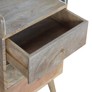 Mango Wood Bone Inlay Gallery Back Bedside Table with 3 Drawers