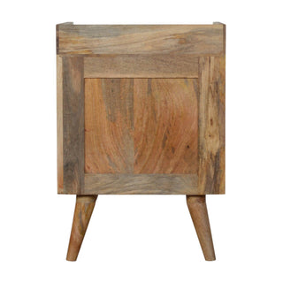 Mango Wood Bone Inlay Gallery Back Bedside Table with 3 Drawers