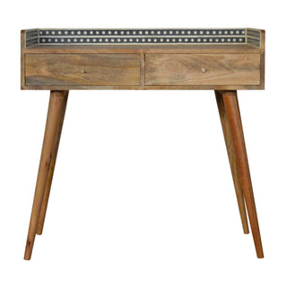 Mango Wood Gallery Back Console Table with Bone Inlay and 2 Drawers
