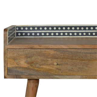 Mango Wood Gallery Back Console Table with Bone Inlay and 2 Drawers