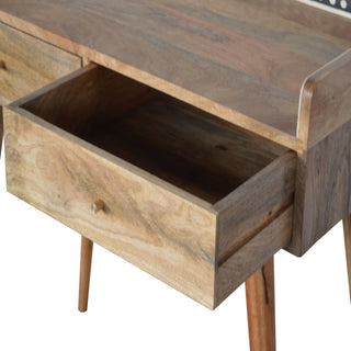 Mango Wood Gallery Back Console Table with Bone Inlay and 2 Drawers