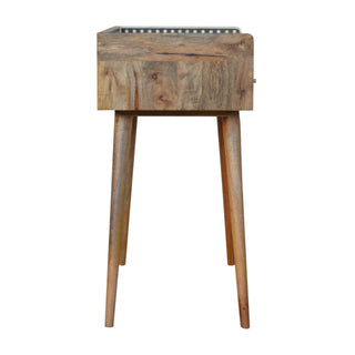 Mango Wood Gallery Back Console Table with Bone Inlay and 2 Drawers