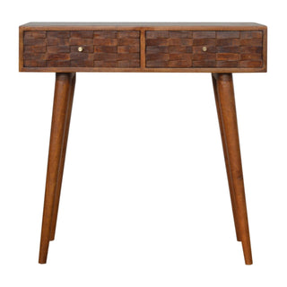 Tile Carved Console Table, Chestnut