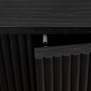 Louis Black Fluted Sideboard, Ash Wood