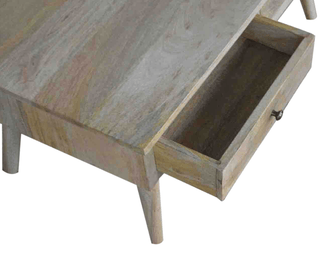 Nordic 2 Drawer Coffee Table, Mango Wood in Natural Oak Finish