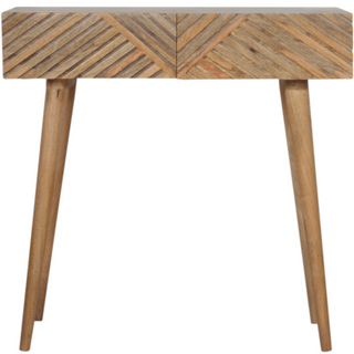 Mango Wood Lille Console Table with 2 Drawers, Oak Finish
