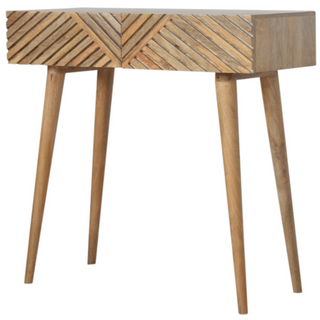 Mango Wood Lille Console Table with 2 Drawers, Oak Finish