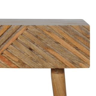 Mango Wood Lille Console Table with 2 Drawers, Oak Finish